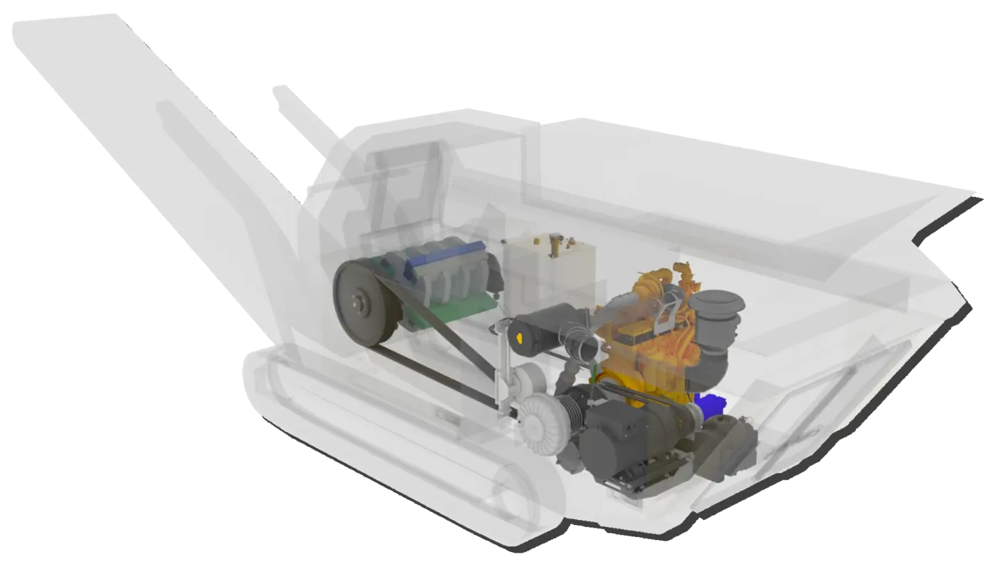 RM diesel-electric direct drive cutaway, the heart of the fuel saving.